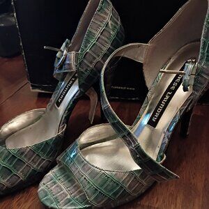 Vintage Chinese Laundry Turquoise Snake Print Pumps